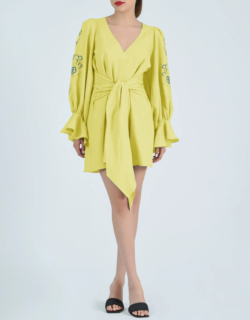 knee length dresses for ladies Simply Lovely Tiered Mini Dress in Mustard XL / Mustard