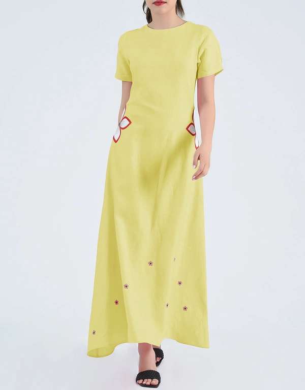 Fanm Mon Kandra Maxi Dress-Mustard Lime