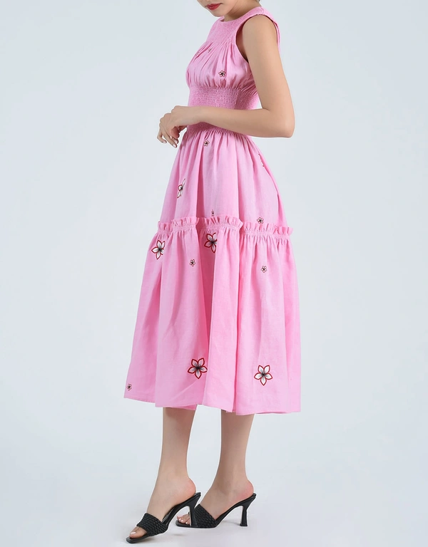 Fanm Mon Gardenya Midi Dress-Fondant Pink