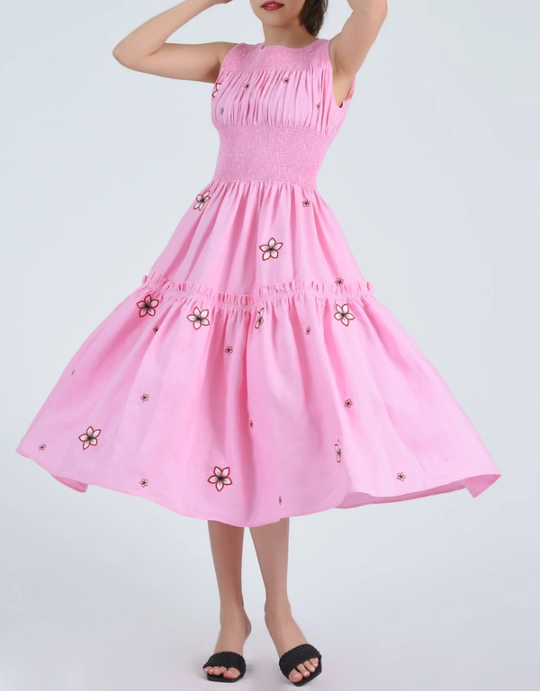 Fanm Mon Gardenya Midi Dress-Fondant Pink