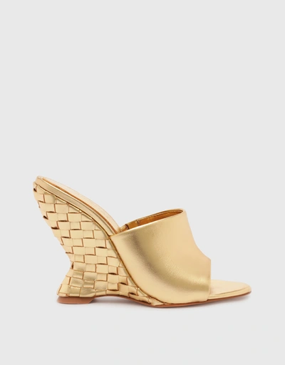 Aprill Woven Wedge Sandals-Gold