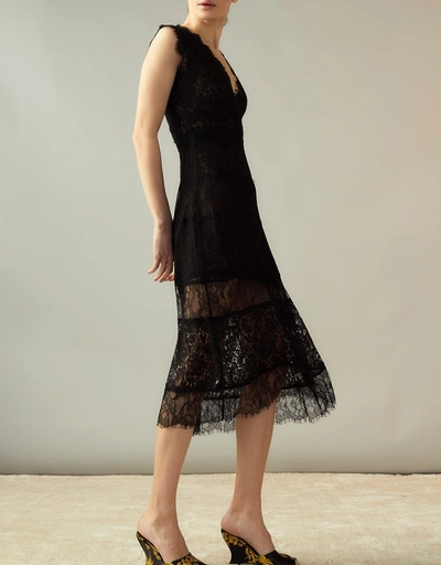 Audrey Lace Midi Dress-Black