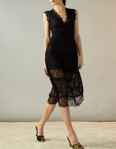 Audrey Lace Midi Dress-Black