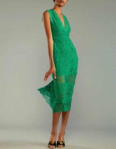 Audrey Lace Midi Dress-Green