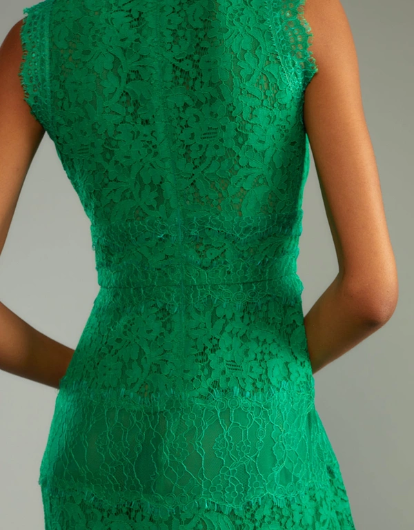 Cynthia Rowley Audrey Lace Midi Dress-Green