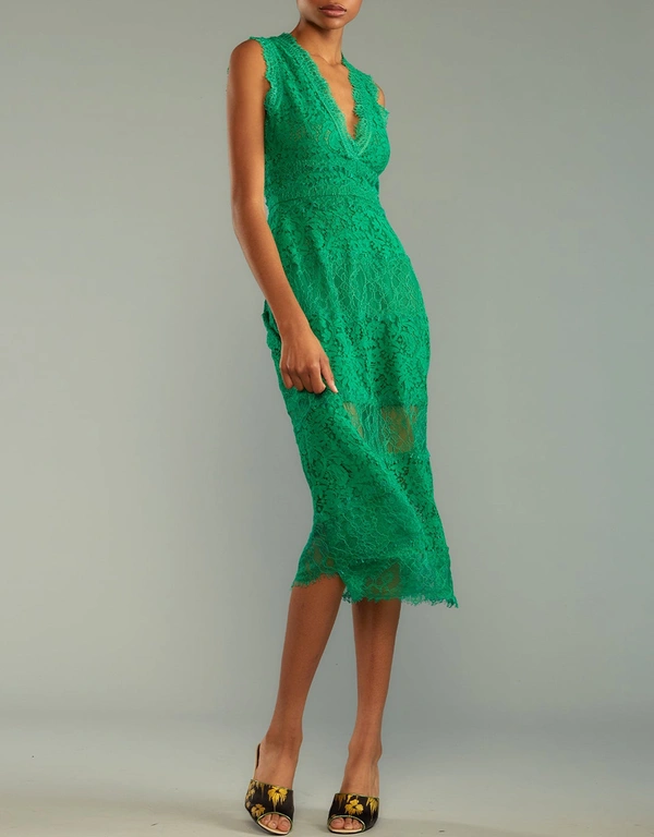 Cynthia Rowley Audrey Lace Midi Dress-Green