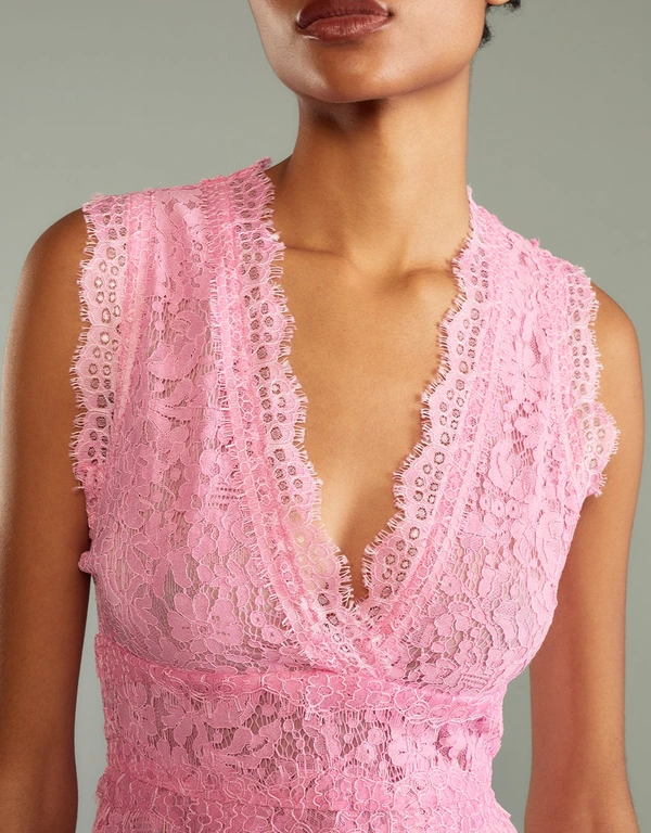 Cynthia Rowley Audrey Lace Midi Dress-Pink