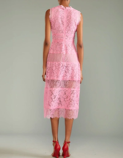 Audrey Lace Midi Dress-Pink