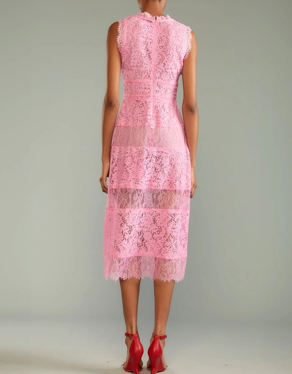 Cynthia Rowley Audrey Lace Midi Dress-Pink