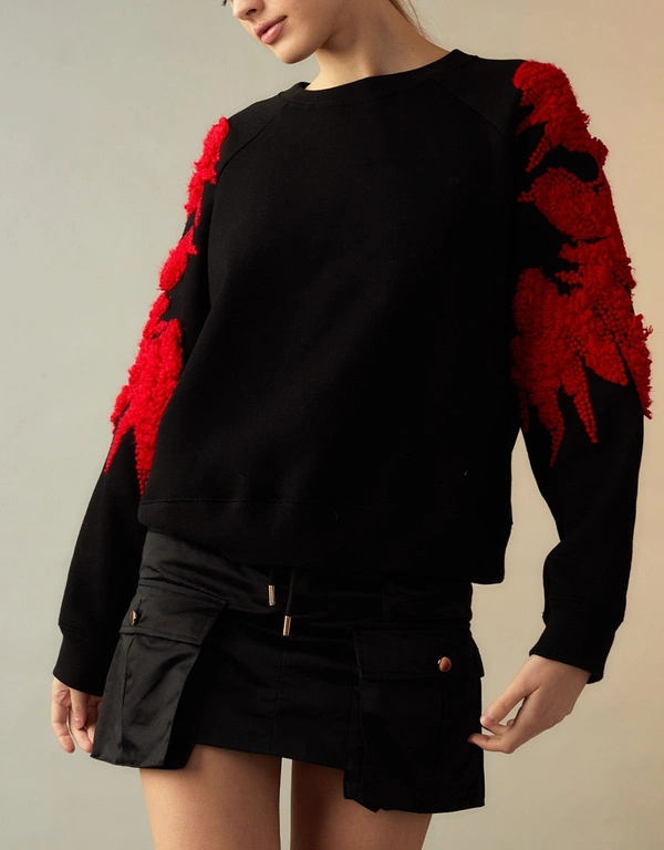 Cynthia Rowley Jasper Crewneck Sweatshirt-Black