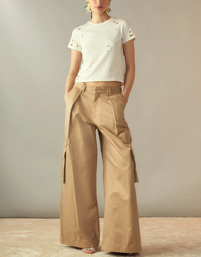Marbella Cotton Cargo Pants-Khaki