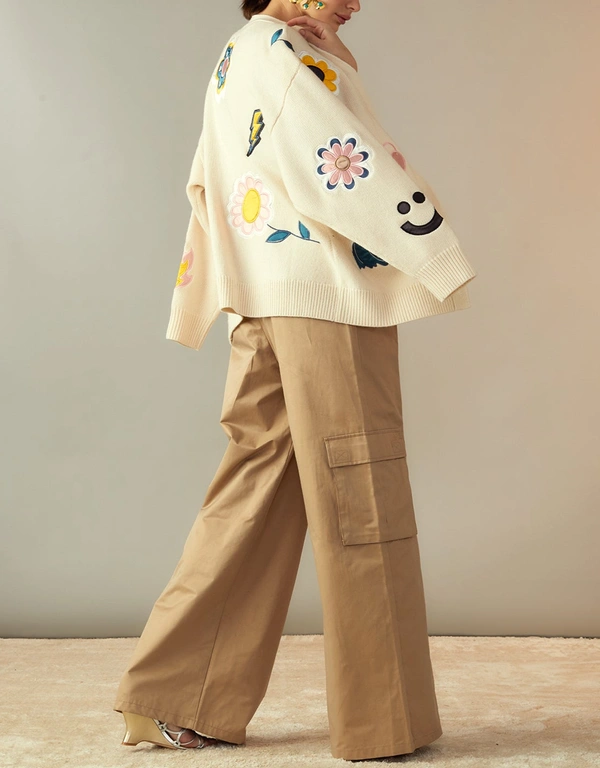Cynthia Rowley Marbella Cotton Cargo Pants-Khaki