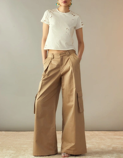 Marbella Cotton Cargo Pants-Khaki