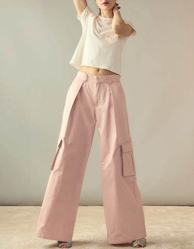 Marbella Cotton Cargo Pants-Pink