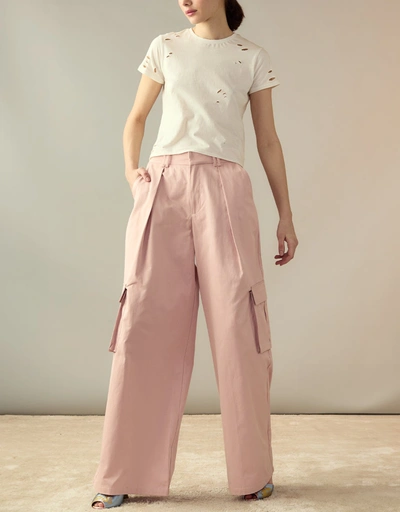 Marbella Cotton Cargo Pants-Pink