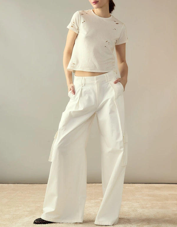 Cynthia Rowley Marbella Cotton Cargo Pants-White