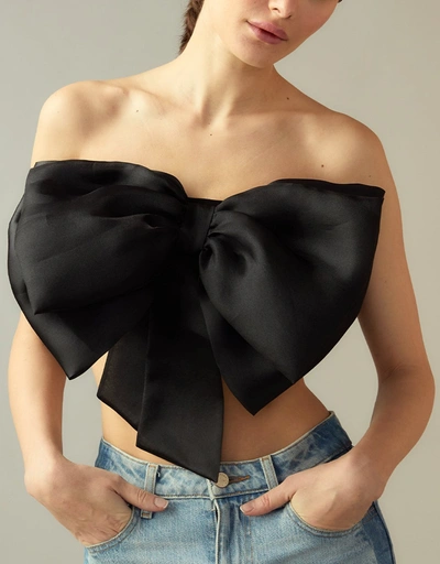 Cupid's Bow Bandeau Style Top-Black