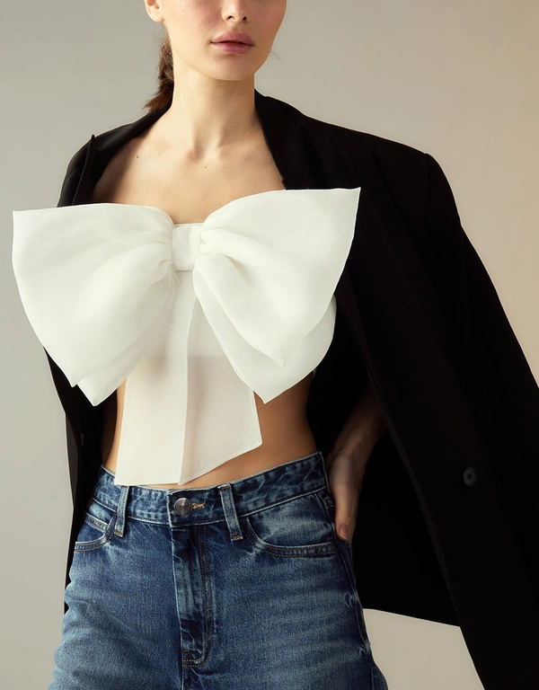 Cynthia Rowley Cupid's Bow Bandeau Style Top-White