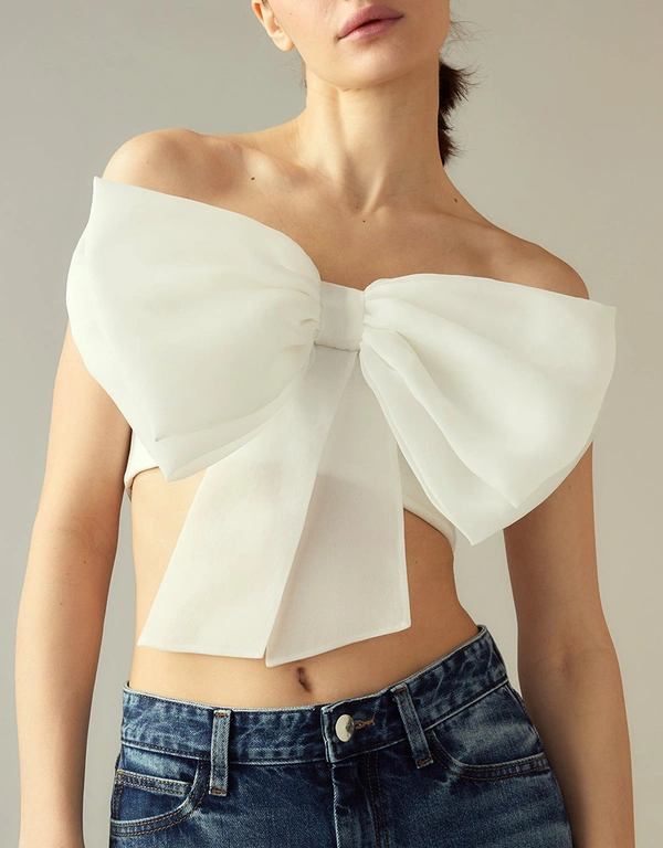 Cynthia Rowley Cupid's Bow Bandeau Style Top-White