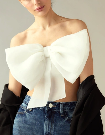Cupid's Bow Bandeau Style Top-White