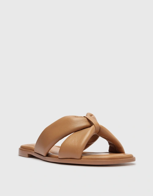 Fairy Nappa Leather Flat Sandals-Honey Beige