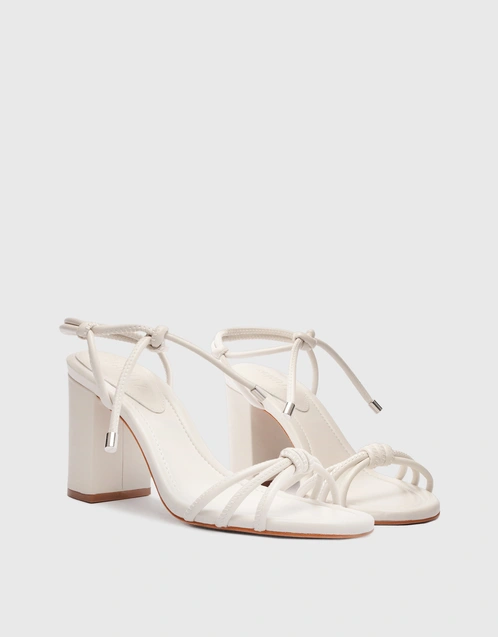 Kate High Block Ankle Tie Sandals-White