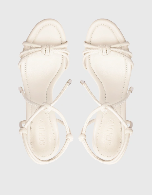 Schutz Kate High Block Ankle Tie Sandals-White