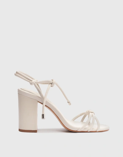 Kate High Block Ankle Tie Sandals-White