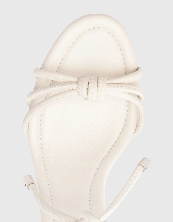Schutz Kate High Block Ankle Tie Sandals-White