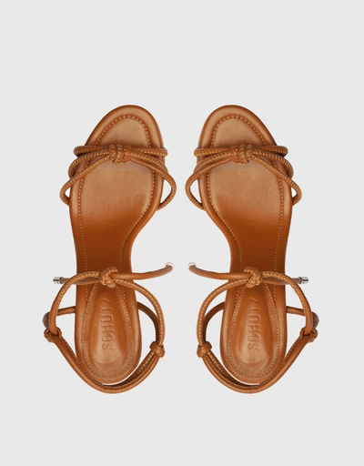 Kate High Block Ankle Tie Sandals-Honey Peach