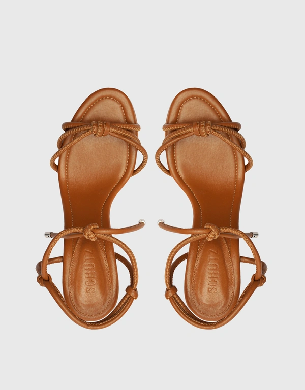 Schutz Kate High Block Ankle Tie Sandals-Honey Peach