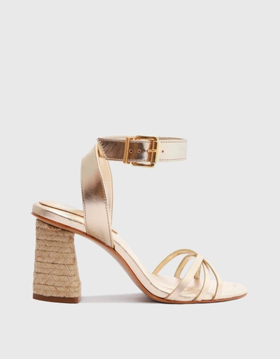 Alexandra Leather Ankle Strap High Block Sandals