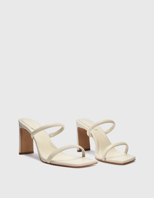 Ully Tab Leather Block High Heel Sandals-White