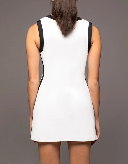 Ivy 60's Style Tennis Mini Dress-White Black