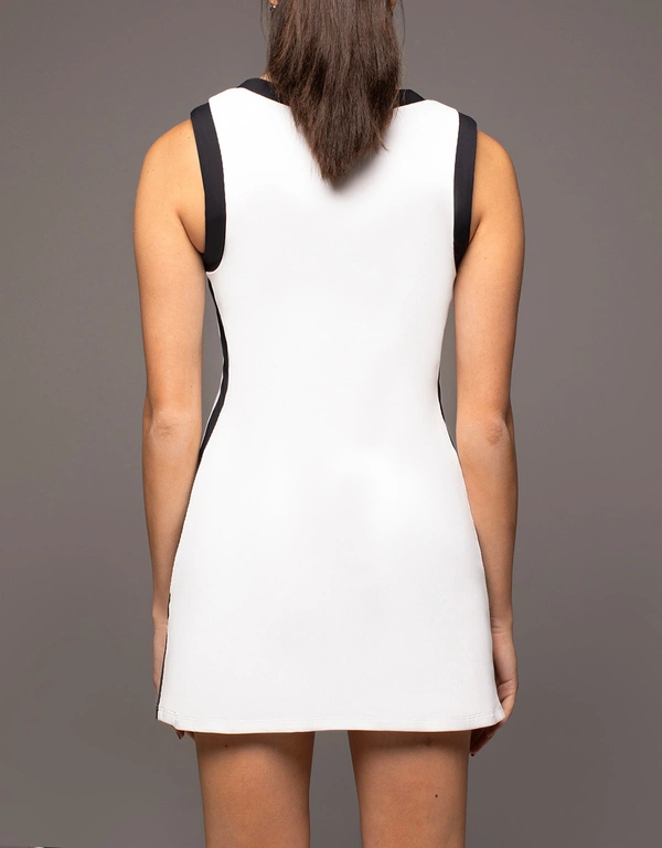 Michi Ivy 60's Style Tennis Mini Dress-White Black