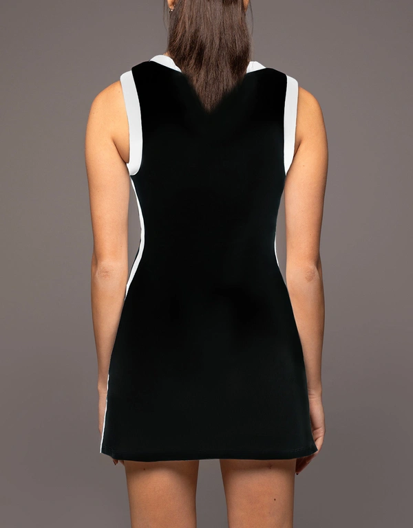 Michi Ivy 60 年代風格網球迷你連身裙-Black White