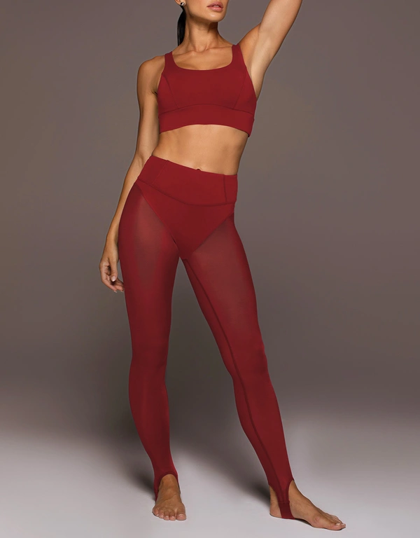Michi Ambient Ultimate Sheer Stirrup Leggings-Earth Red