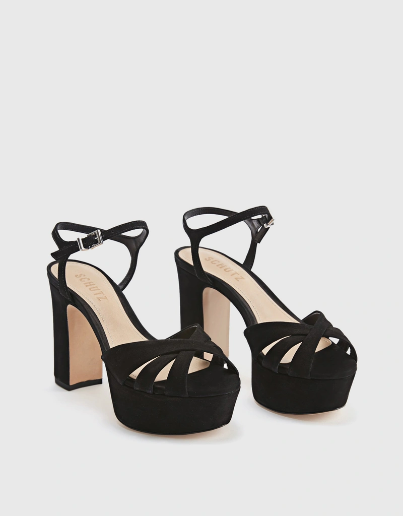 Schutz Keefa Platform Sandals Black 5.5