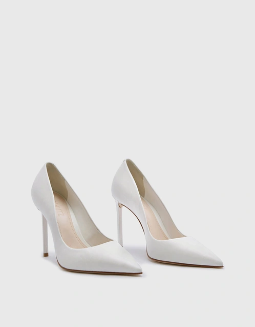 Lou Suede Leather High Heel Pumps-White