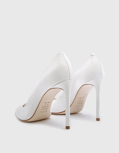 Lou Suede Leather High Heel Pumps-White