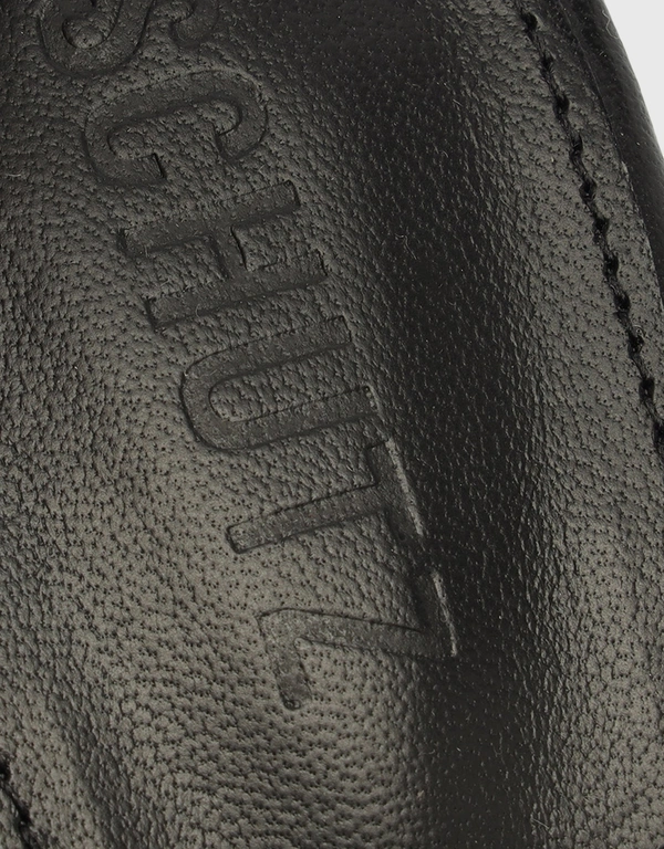 Schutz Keefa Nappa Leather Platform Block High Heel  Sandals-Black