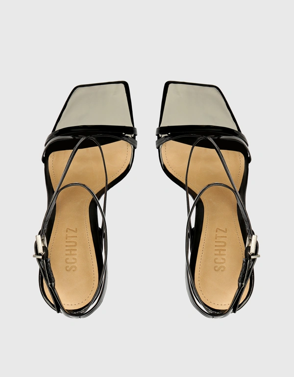 Schutz Bari Patent Leather Slim Straps High Heel Sandals