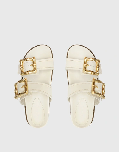 Enola Leather Flatform Sandals-Pearl