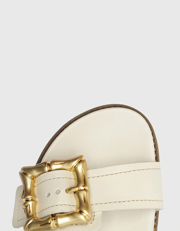 Schutz Enola Leather Flatform Sandals-Pearl