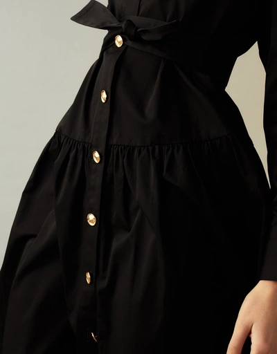 Perennial Shirt Midi Dress-Black