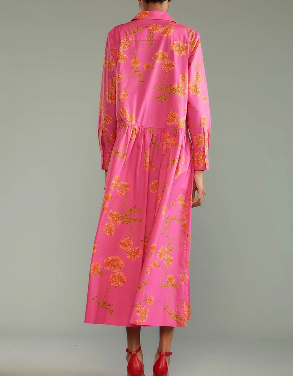 Cynthia Rowley Perennial 襯衫中長洋裝-Pink Floral