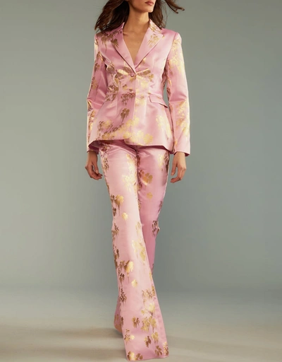 Dripping In Gold Straight Leg Pants-Blush Gold Foil