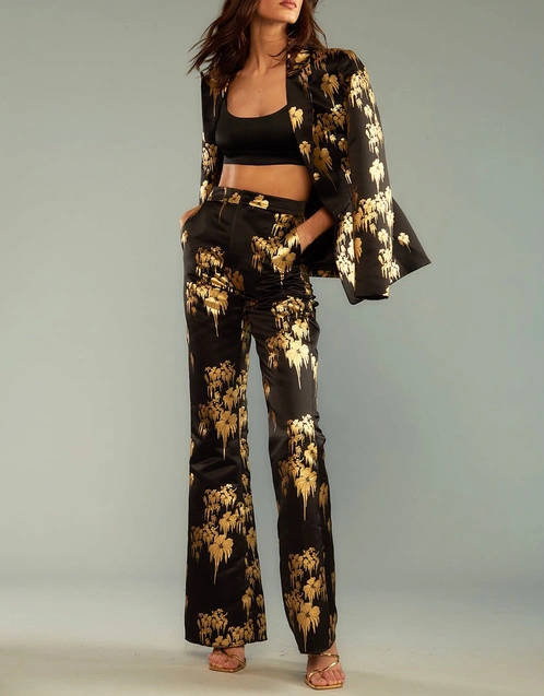 Dripping In Gold Straight Leg Pants-Gold Foil
