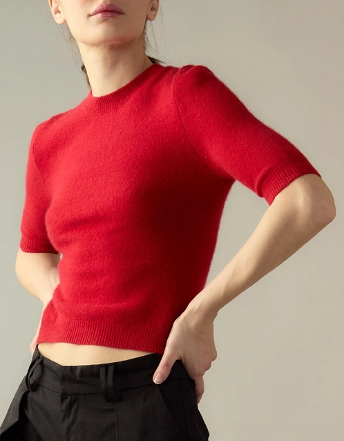 Wool Blend Sweater-Red