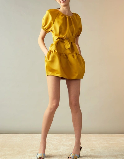 Luna Tulip Satin Mini Dress-Gold
